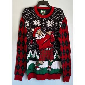 Men's Christmas Santa Golf Crewneck Sweater The Ugly Sweater Co. XL